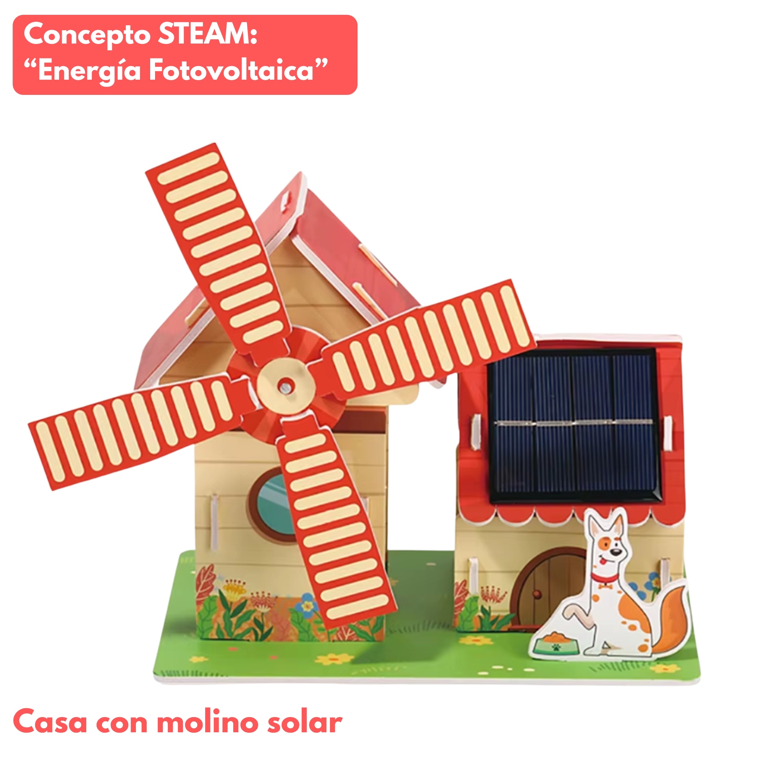 Casa con molino de energía solar - Kit STEAM armable