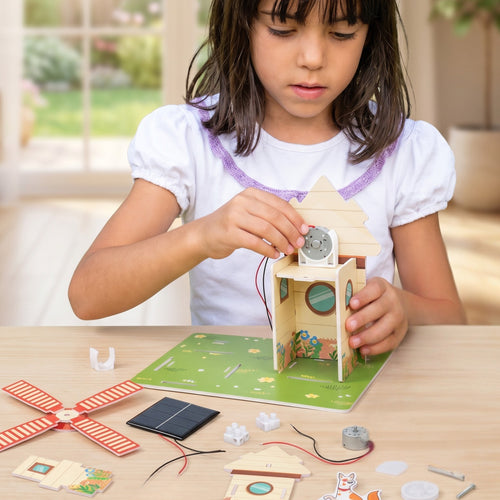 Casa con molino de energía solar - Kit STEAM armable