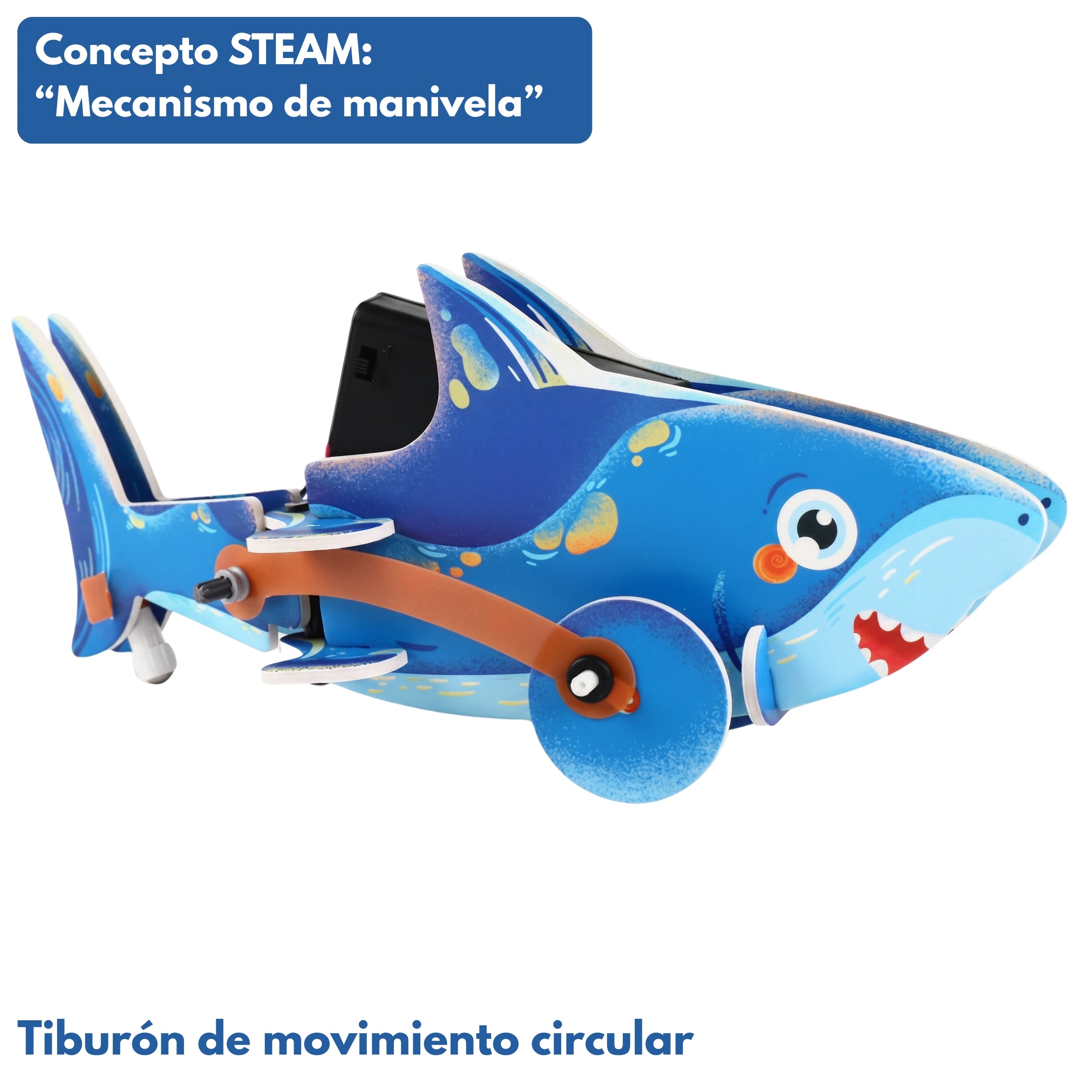 Tiburón de movimiento zig zag - Kit STEAM armable
